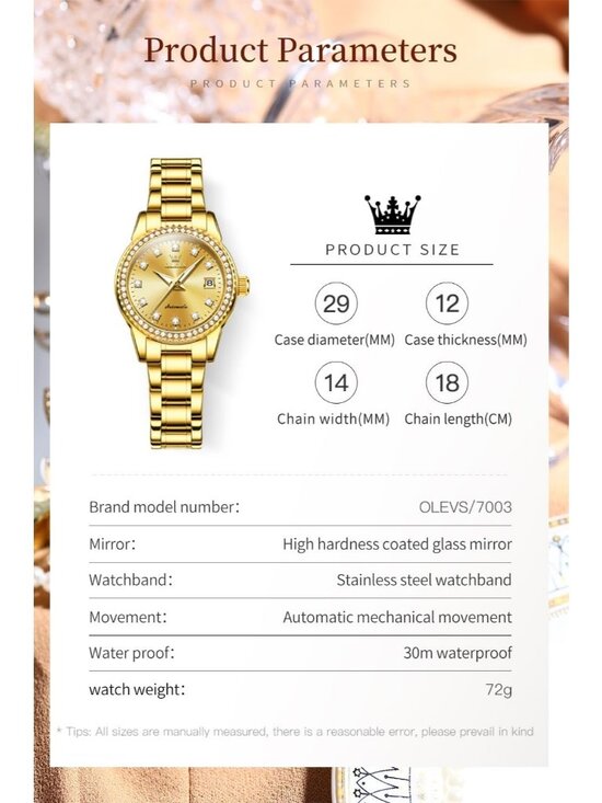 Women\'s Gold Automatic Diamond Luxury Mechanical Stainless Dress Wrist Watches main image 5